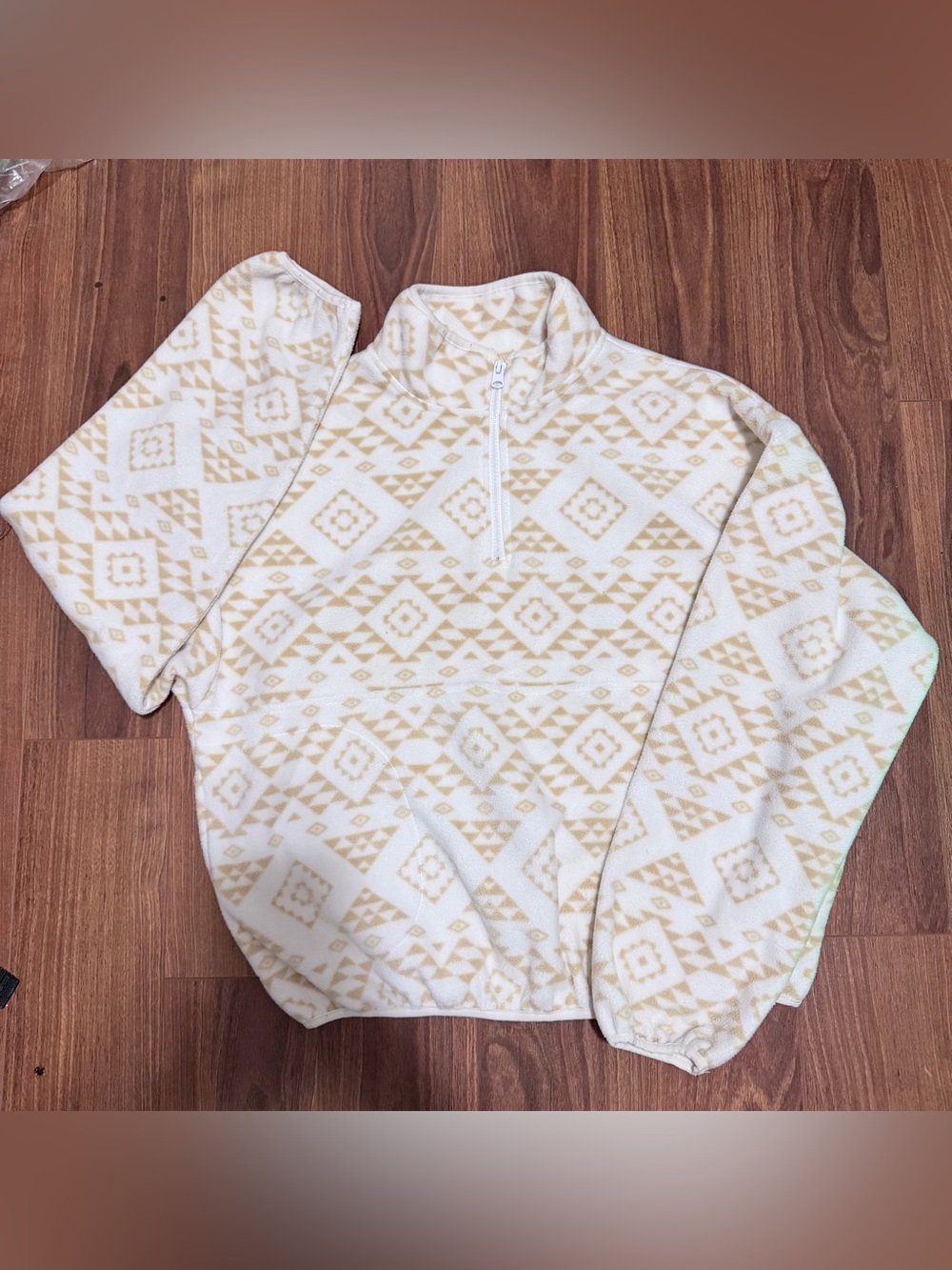 Ardene Cream & Tan Half-Zip Fleece Pullover